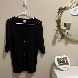 Soft casual black button-up sweater